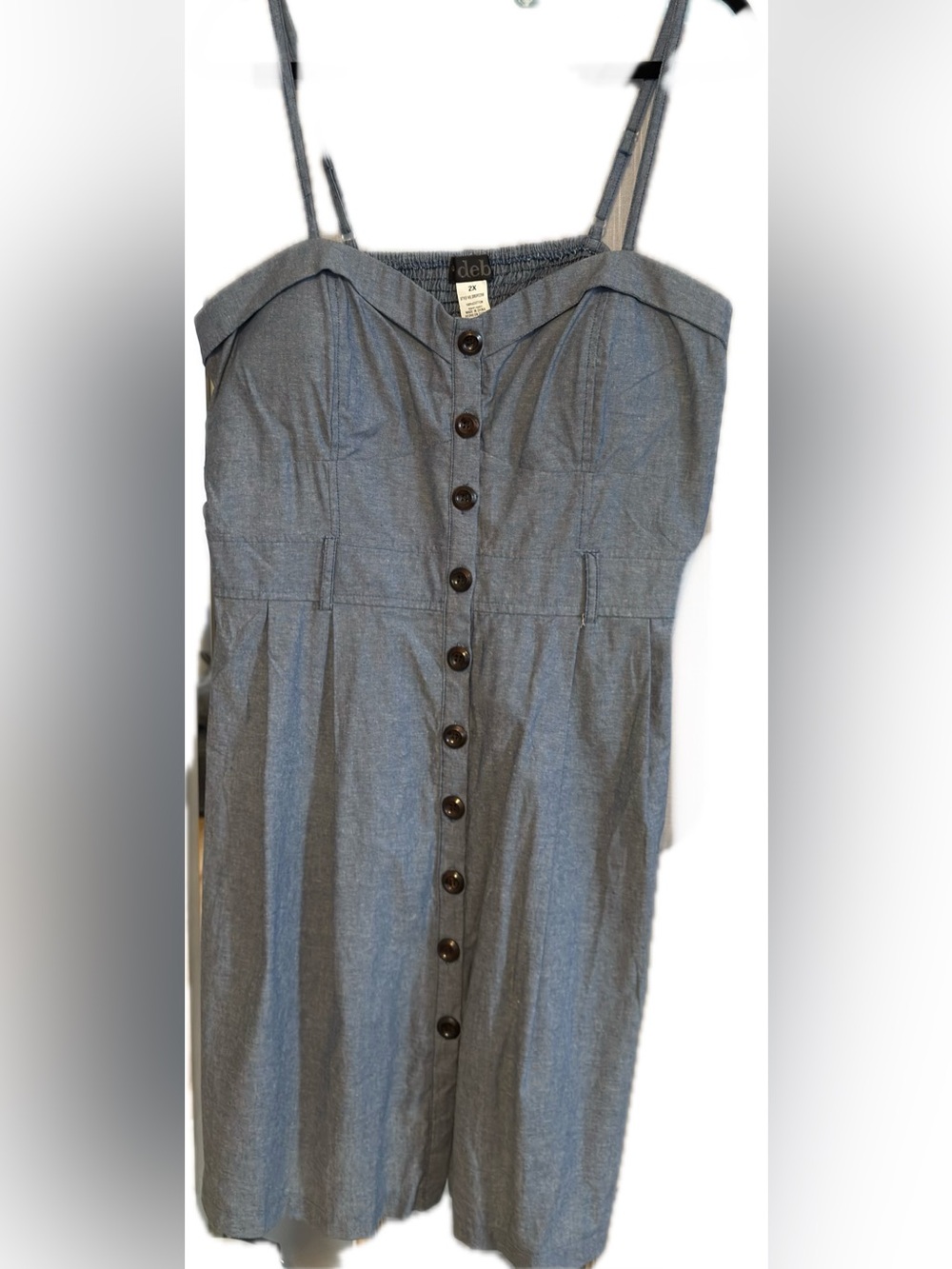 Deb Smocked Bust Mini Dress in Light Denim